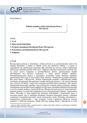 Političke posljedice etničke federalizacije Bosne i Hercegovine