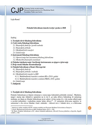 Fiscal Federalism between Theory and Practice in Bosnia and Herzegovina