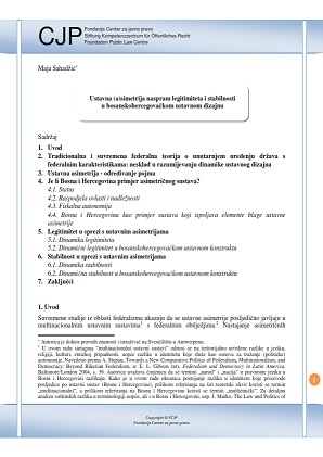 Constitutional (a)symmetry against Legitimacy and Stability in the Constitutional Design of Bosnia and Herzegovina