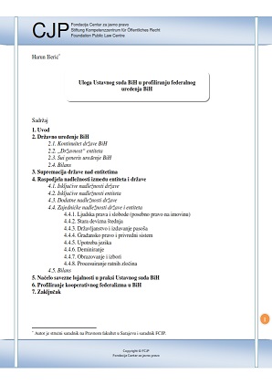 Uloga Ustavnog suda BiH u profiliranju federalnog uređenja BiH