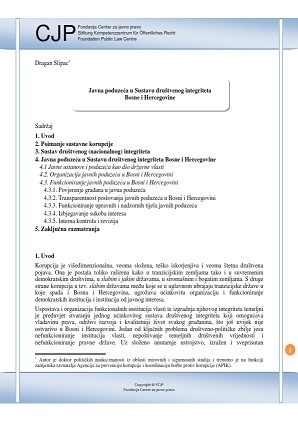 Public Enterprises in the Social Integrity System of Bosnia and Herzegovina