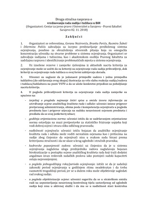 Druga stručna rasprava o vrednovanju rada sudija i tužilaca u BiH