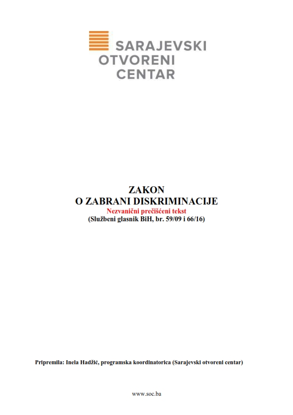 Zakon o zabrani diskriminacije. Nezvanični prečišćeni tekst