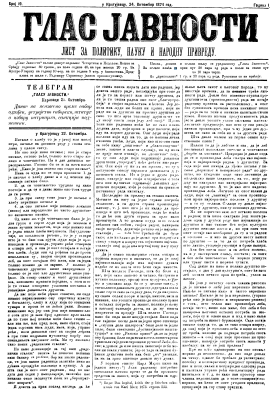 ''GLAS JAVNOSTI'' - Journal of Policy, Science and Pеople's Economy (1874/19) Cover Image