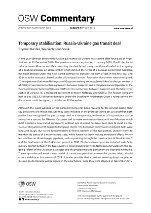 Temporary stabilisation: Russia-Ukraine gas transit deal