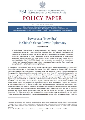 №161: Towards a “New Era” in China’s Great Power Diplomacy Cover Image