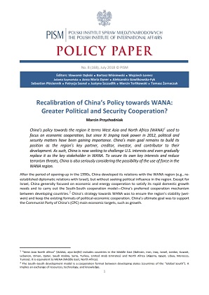 №168: Recalibration of China’s Policy towards WANA: Greater Political and Security Cooperation? Cover Image