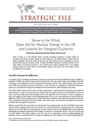 №71: Straw in the Wind: State Aid for Nuclear Energy in the UK and Lessons for Visegrad Countries