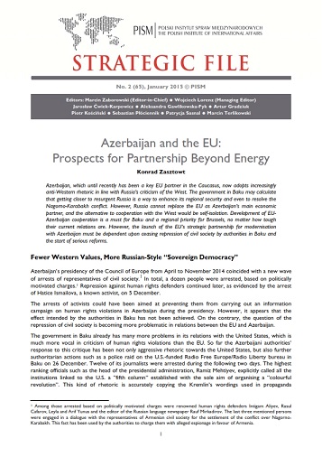 №65: Azerbaijan and the EU: Prospects for Partnership Beyond Energy Cover Image