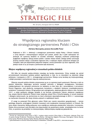 №61: Regional Cooperation Key to Polish–Chinese Strategic Partnership