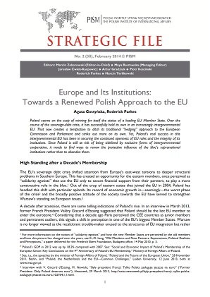 №38: Europe and Its Institutions: Towards a Renewed Polish Approach to the EU Cover Image