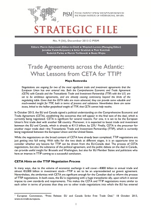 №36: Trade Agreements across the Atlantic: What Lessons from CETA for TTIP? Cover Image