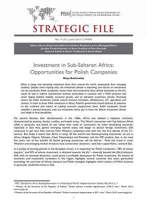 №31: Investment in Sub-Saharan Africa: Opportunities for Polish Companies Cover Image