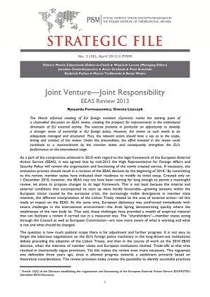 №30: Joint Venture—Joint Responsibility. EEAS Review 2013 Cover Image