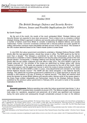 №13: The British Strategic Defence and Security Review: Drivers, Issues and Possible Implications for NATO Cover Image