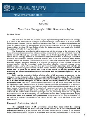 №9: New Lisbon Strategy after 2010: Governance Reform Cover Image
