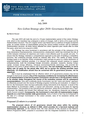 №9: New Lisbon Strategy after 2010: Governance Reform Cover Image