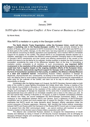 №6: NATO after the Georgian Conflict: A New Course or Business as Usual? Cover Image