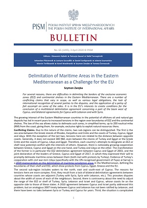 Delimitation of Maritime Areas in the Eastern Mediterranean as a Challenge for the EU Cover Image