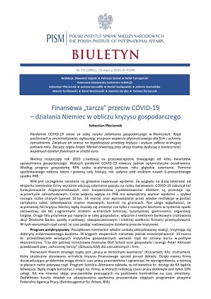 Finansowa „tarcza” przeciw COVID-19 – działania Niemiec w obliczu kryzysu gospodarczego