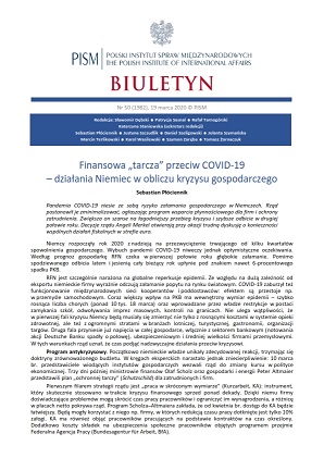 Finansowa „tarcza” przeciw COVID-19 – działania Niemiec w obliczu kryzysu gospodarczego