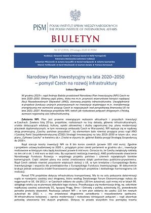 Narodowy Plan Inwestycyjny na lata 2020–2050 – pomysł Czech na rozwój infrastruktury