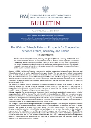 The Weimar Triangle Returns: Prospects for Cooperation between France, Germany, and Poland