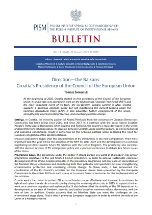 Direction—the Balkans: Croatia’s Presidency of the Council of the European Union