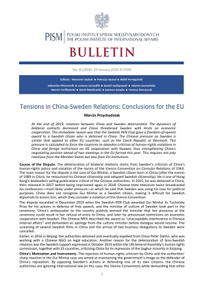 Tensions in China-Sweden Relations: Conclusions for the EU Cover Image