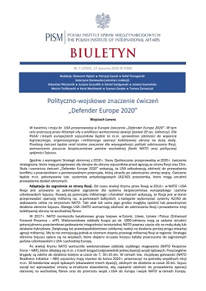 The Political and Military Significance of the Defender Europe 2020 Exercise