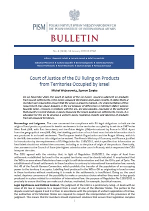 Court of Justice of the EU Ruling on Products from Territories Occupied by Israel Cover Image