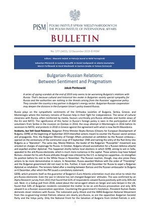 Bulgarian-Russian Relations: Between Sentiment and Pragmatism Cover Image
