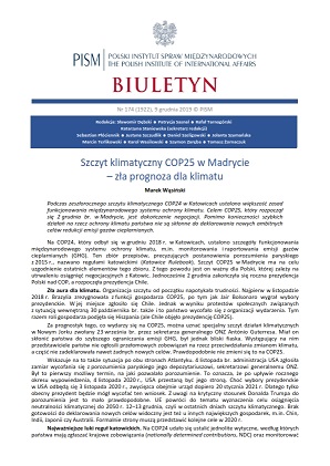 Szczyt klimatyczny COP25 w Madrycie – zła prognoza dla klimatu