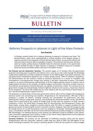 Reforms Prospects in Lebanon in Light of the Mass Protests Cover Image