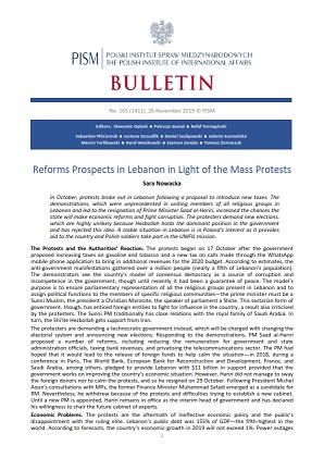 Reforms Prospects in Lebanon in Light of the Mass Protests