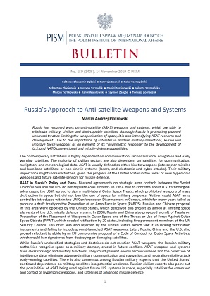 Russia’s Approach to Anti-satellite Weapons and Systems