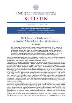 The Influence of Gas Resources on Egyptian Policy in the Eastern Mediterranean