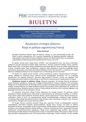 Ryzykowna strategia zbliżenia: Rosja w polityce zagranicznej Francji