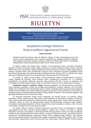 Risky Strategy of Rapprochement: Russia in France’s Foreign Policy Cover Image