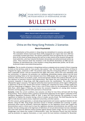 China on the Hong Kong Protests: 2 Scenarios