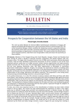 Prospects for Cooperation between the V4 States and India Cover Image