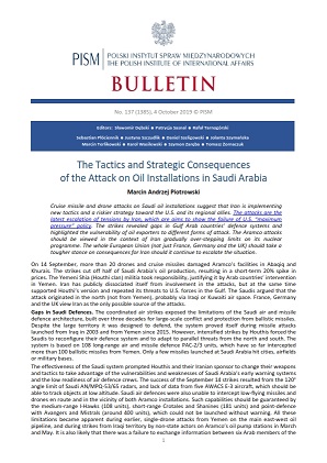 The Tactics and Strategic Consequences of the Attack on Oil Installations in Saudi Arabia