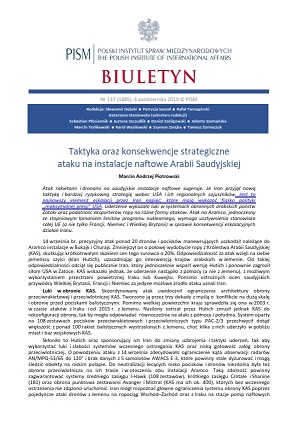 The Tactics and Strategic Consequences of the Attack on Oil Installations in Saudi Arabia