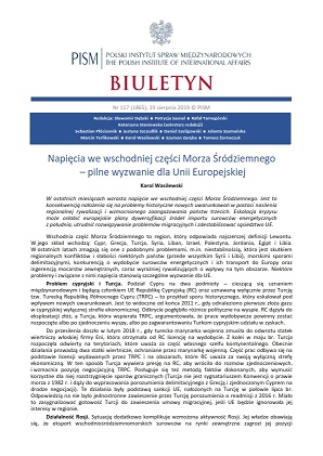 Napięcia we wschodniej części Morza Śródziemnego – pilne wyzwanie dla Unii Europejskiej