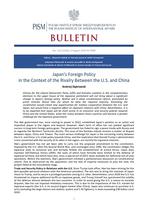 Japan’s Foreign Policy in the Context of the Rivalry Between the U.S. and China