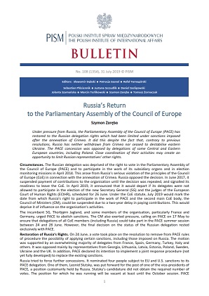 Russia’s Return to the Parliamentary Assembly of the Council of Europe Cover Image