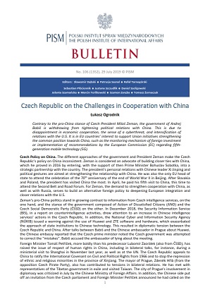 Czech Republic on the Challenges in Cooperation with China