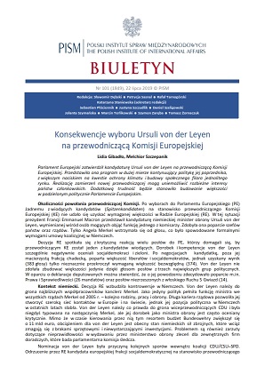 Konsekwencje wyboru Ursuli von der Leyen na przewodniczącą Komisji Europejskiej