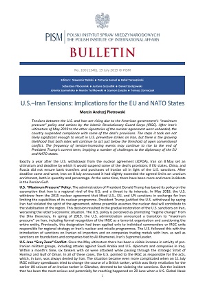 U.S.–Iran Tensions: Implications for the EU and NATO States Cover Image