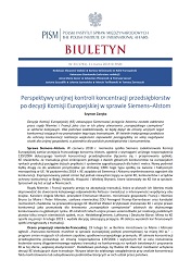 Perspektywy unijnej kontroli koncentracji przedsiębiorstw po decyzji Komisji Europejskiej w sprawie Siemens–Alstom